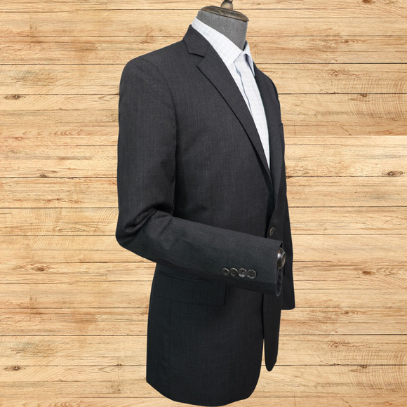 Brooks Brothers 1818 Fitzgerald X Estrato Mens 40L Charcoal Wool 2 Button USA - Picture 2 of 8